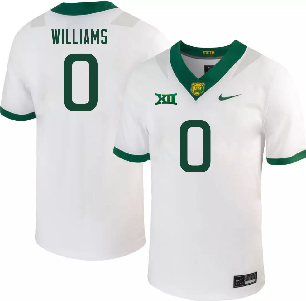 Men-Youth #0 Craig Williams Baylor Bears 2023 College Football Jerseys Stitched-White